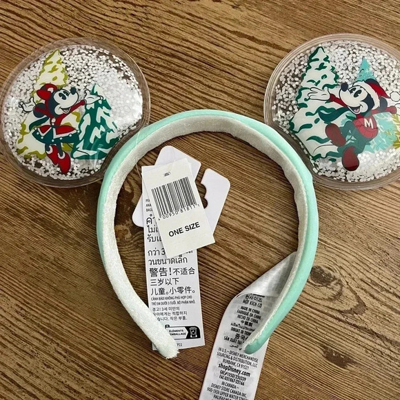 Disney Parks Mickey and Minnie Festive Snow  Globe Ears Headband - Picture 3 of 12